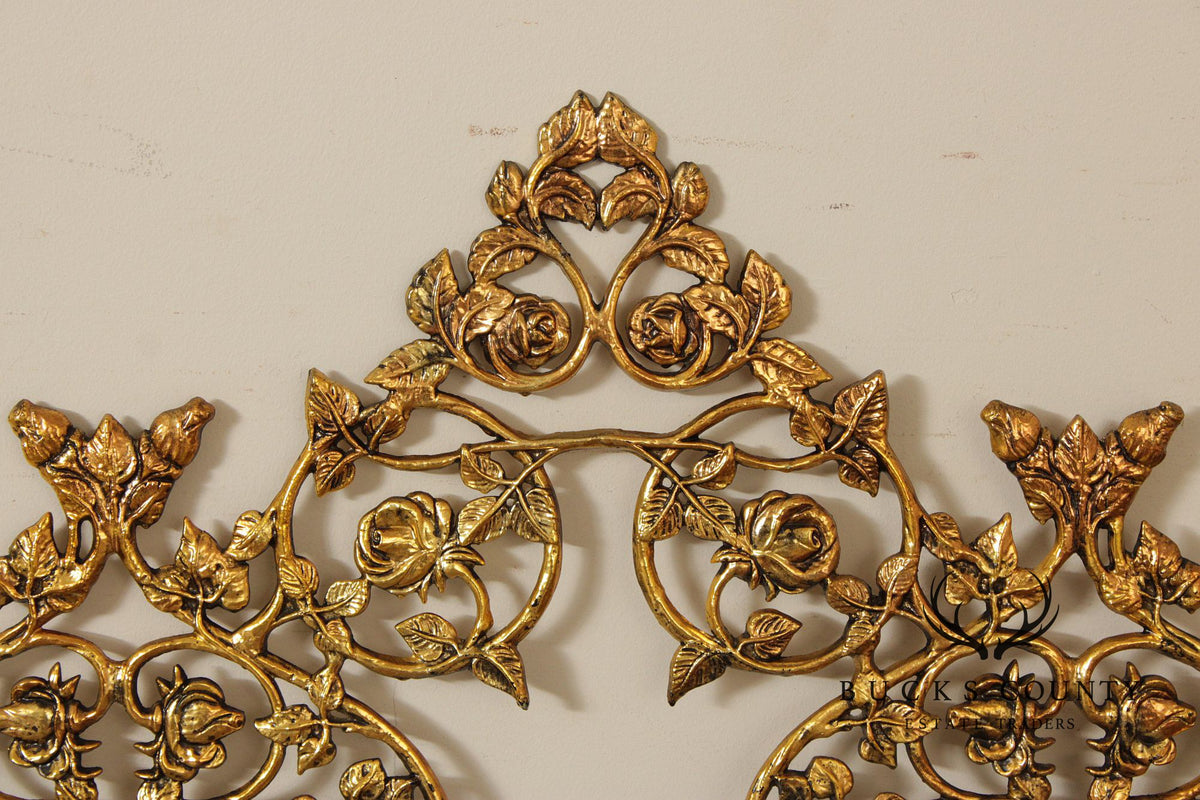Rococo Style King Size Scrolling Brass Headboard
