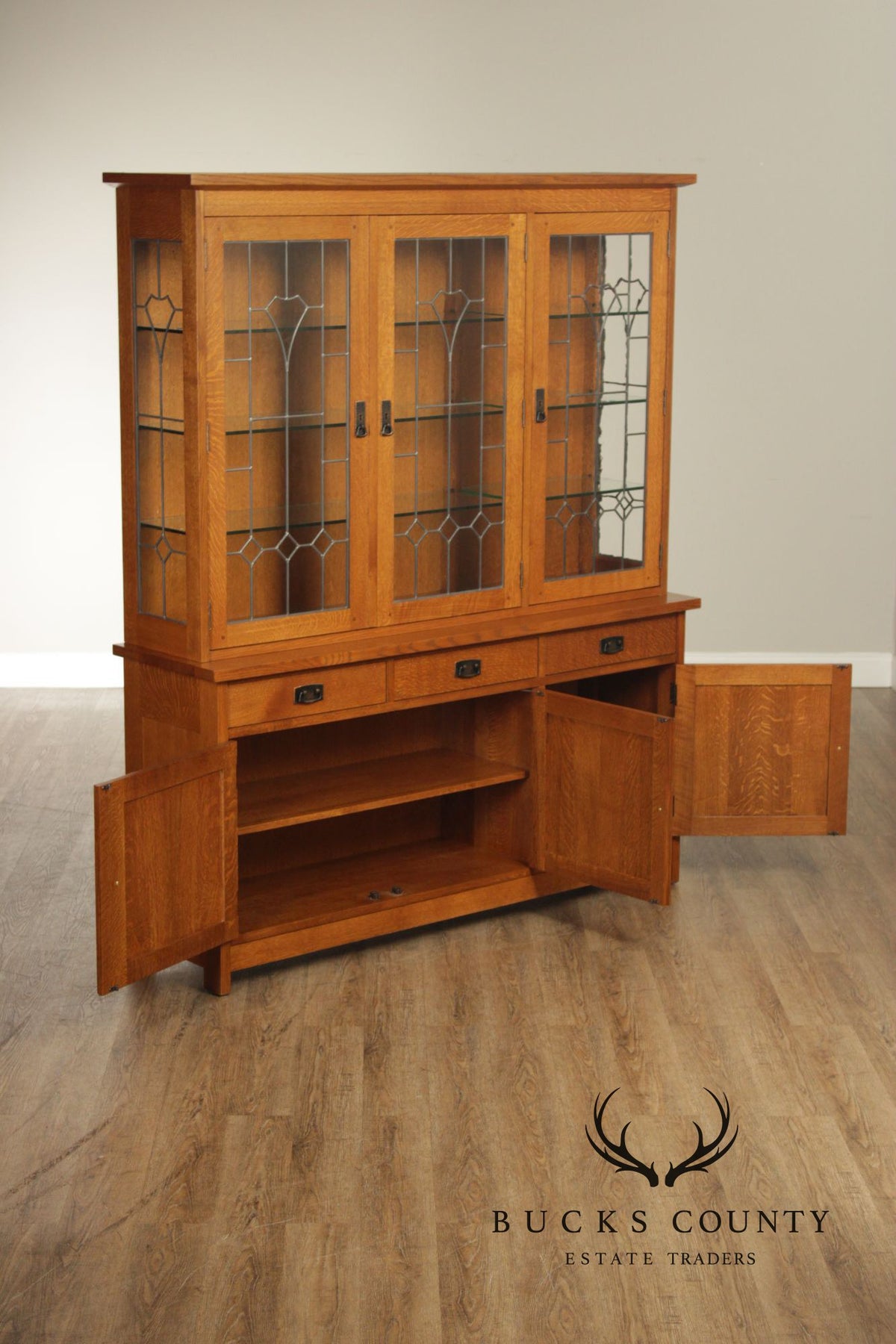 Stickley Mission Collection Oak Three-Door Buffet with China Top