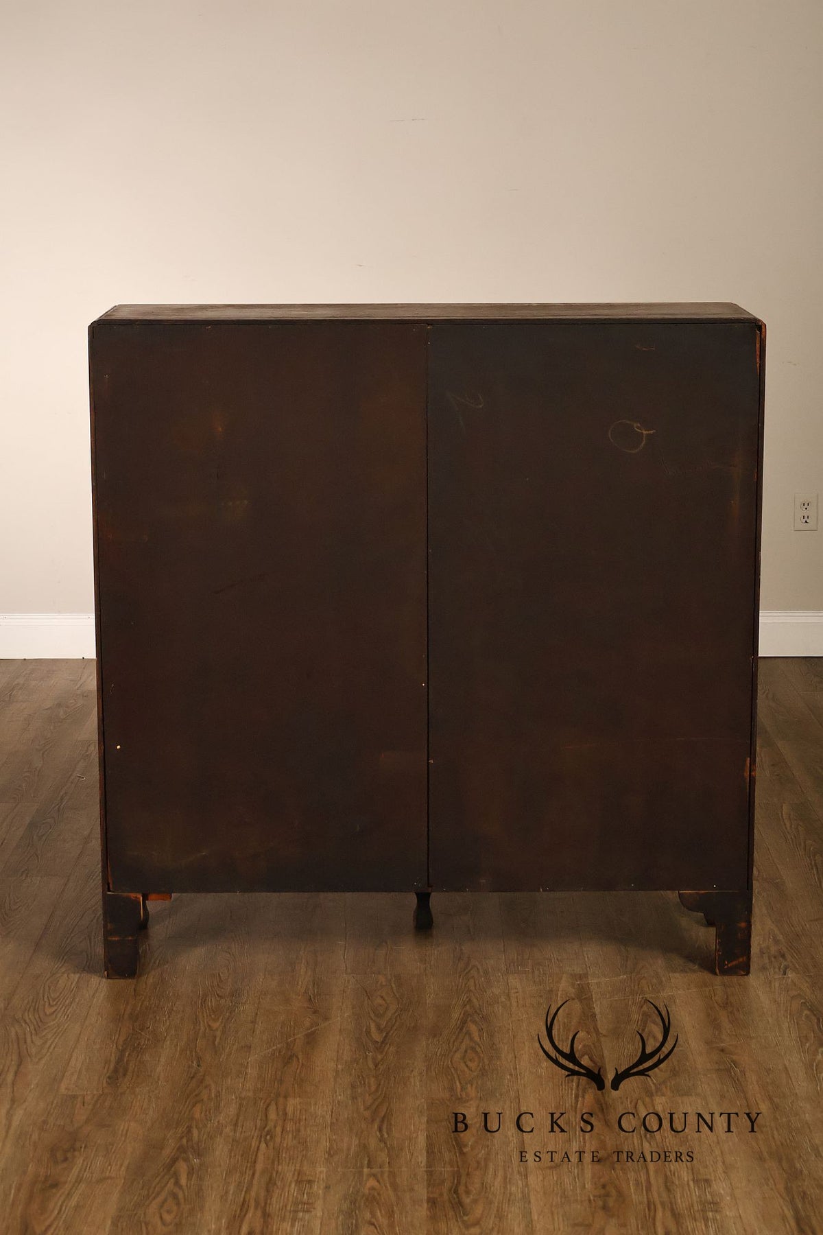 Antique Oak Two Door Glass Front Bookcase