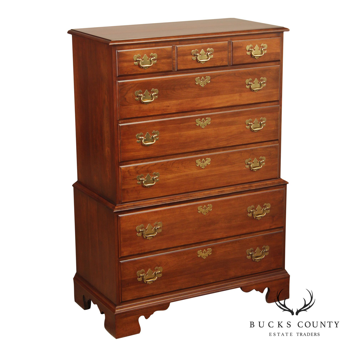 Pennsylvania House Chippendale Style Cherry Chest on Chest