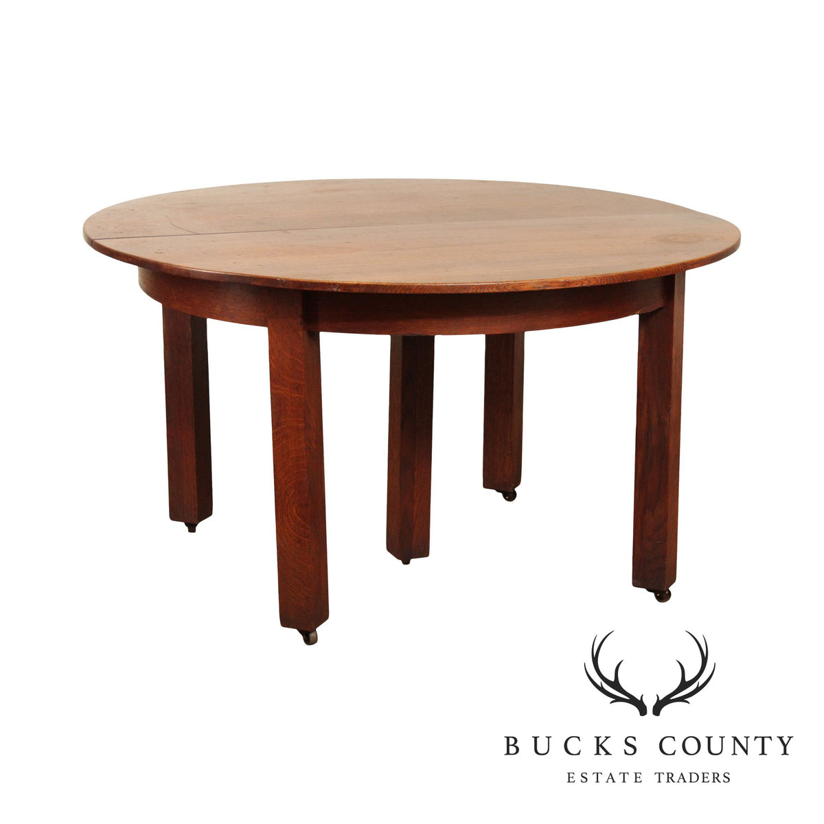 L. & J.G. Stickley Antique Round Oak Dining Table