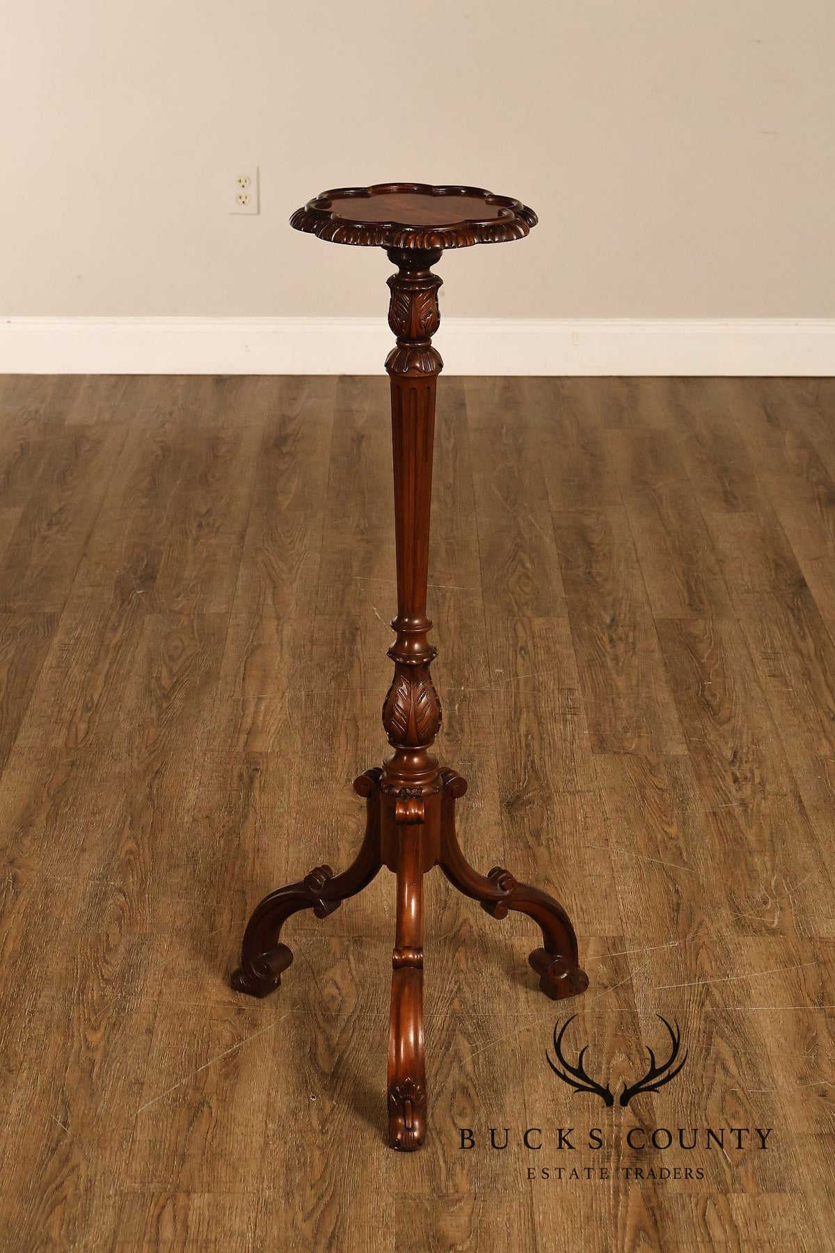 Baker Furniture Carved Mahogany Plant Stand
