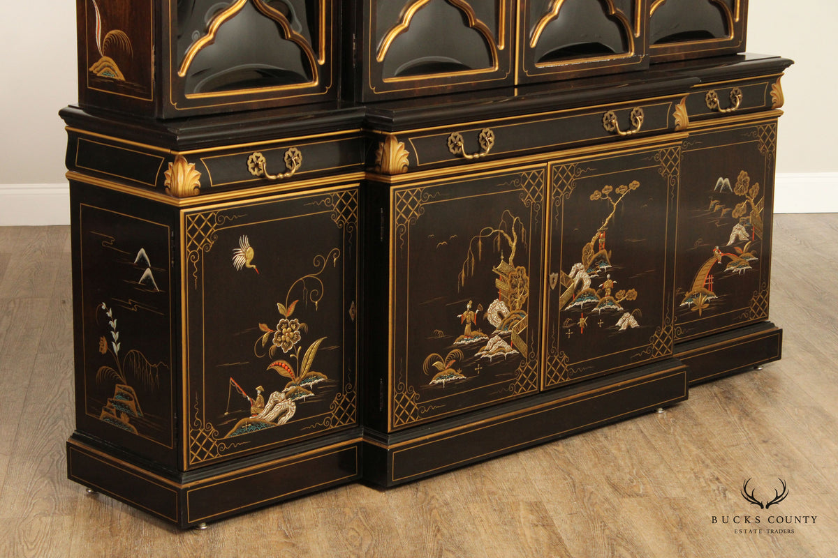 Karges Chinoiserie Decorated Breakfront China Display Cabinet