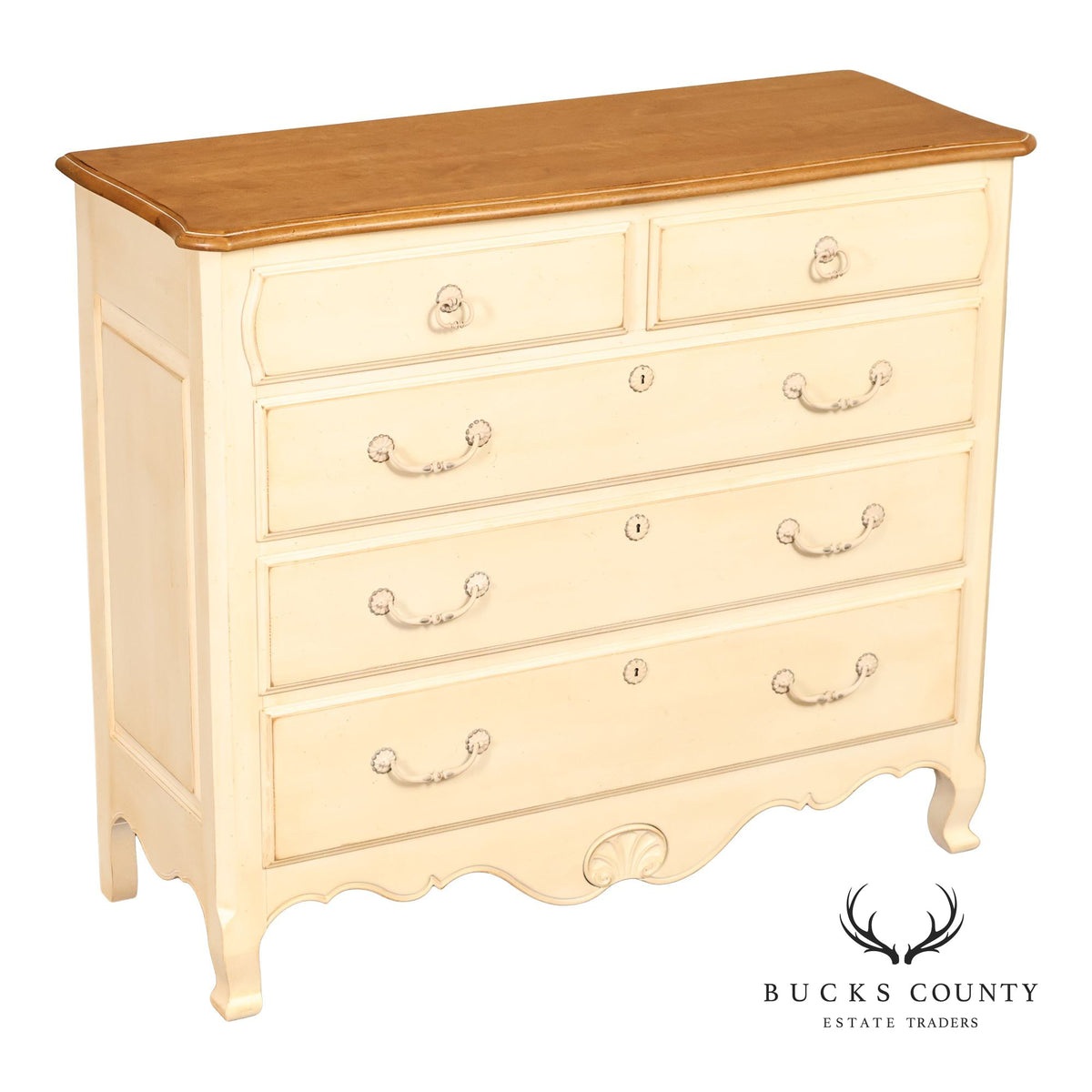 Ethan Allen 'Country French' Distress Painted Chest of Drawers