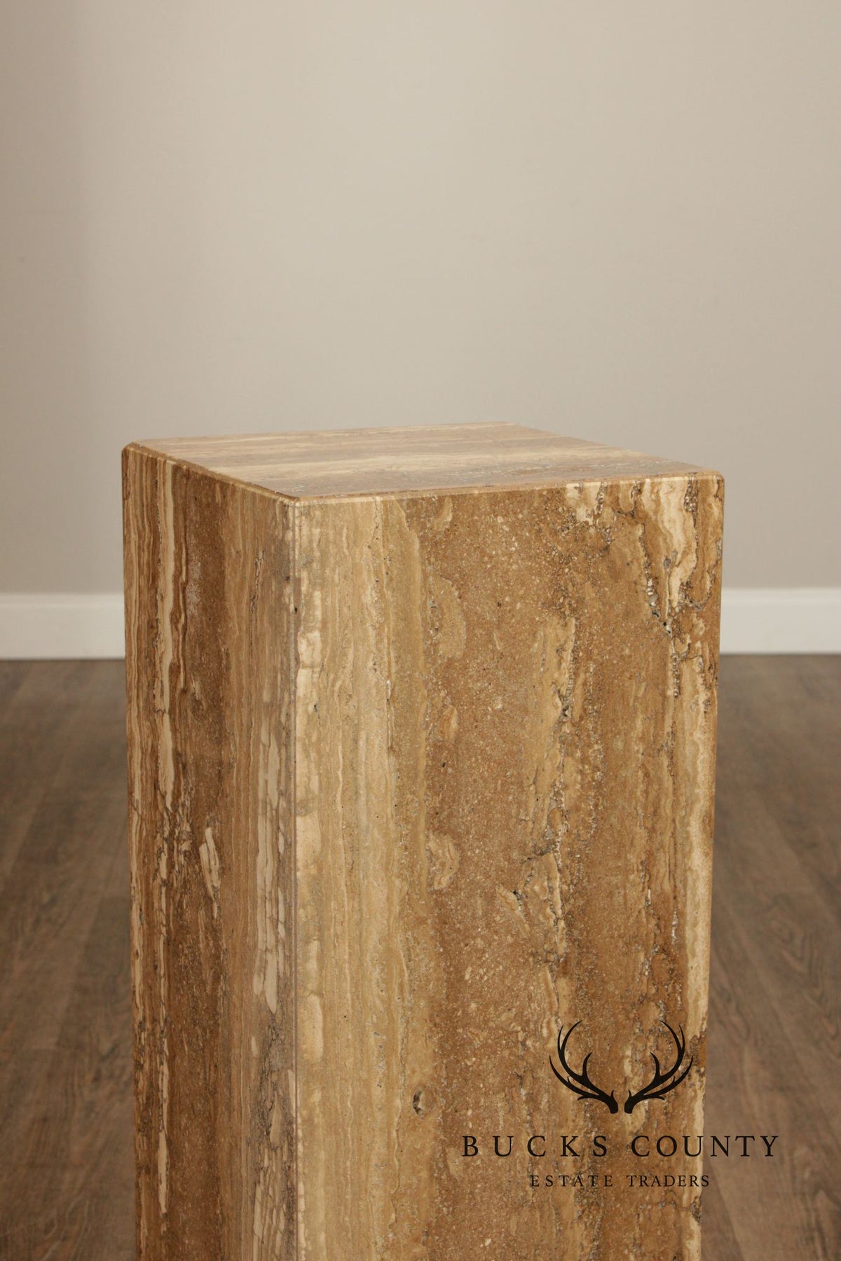 Postmodern Vintage Italian Travertine Pedestal