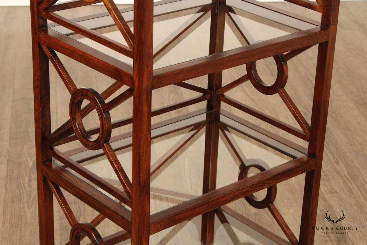 Selamat Designs Mahogany And Glass Shelf Etagere