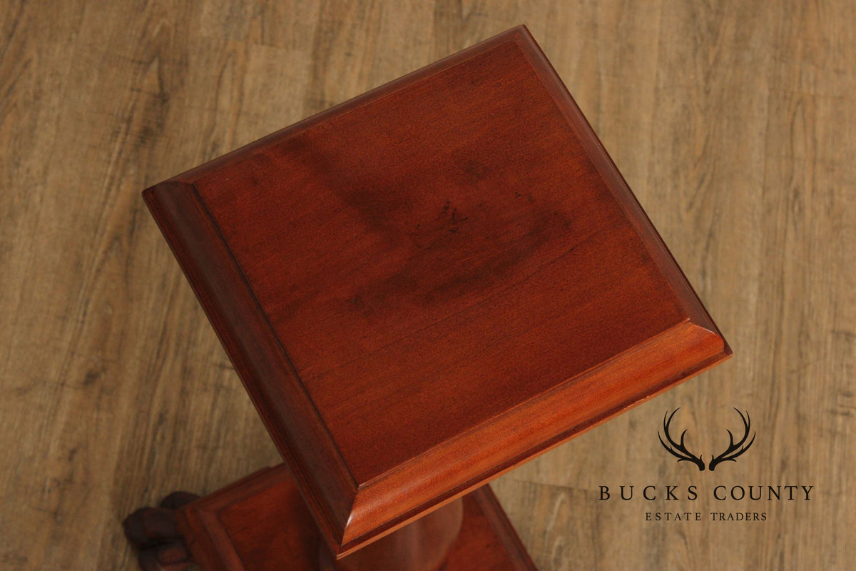 Traditional Mahogany Pedestal Plant Stand with Claw Feet