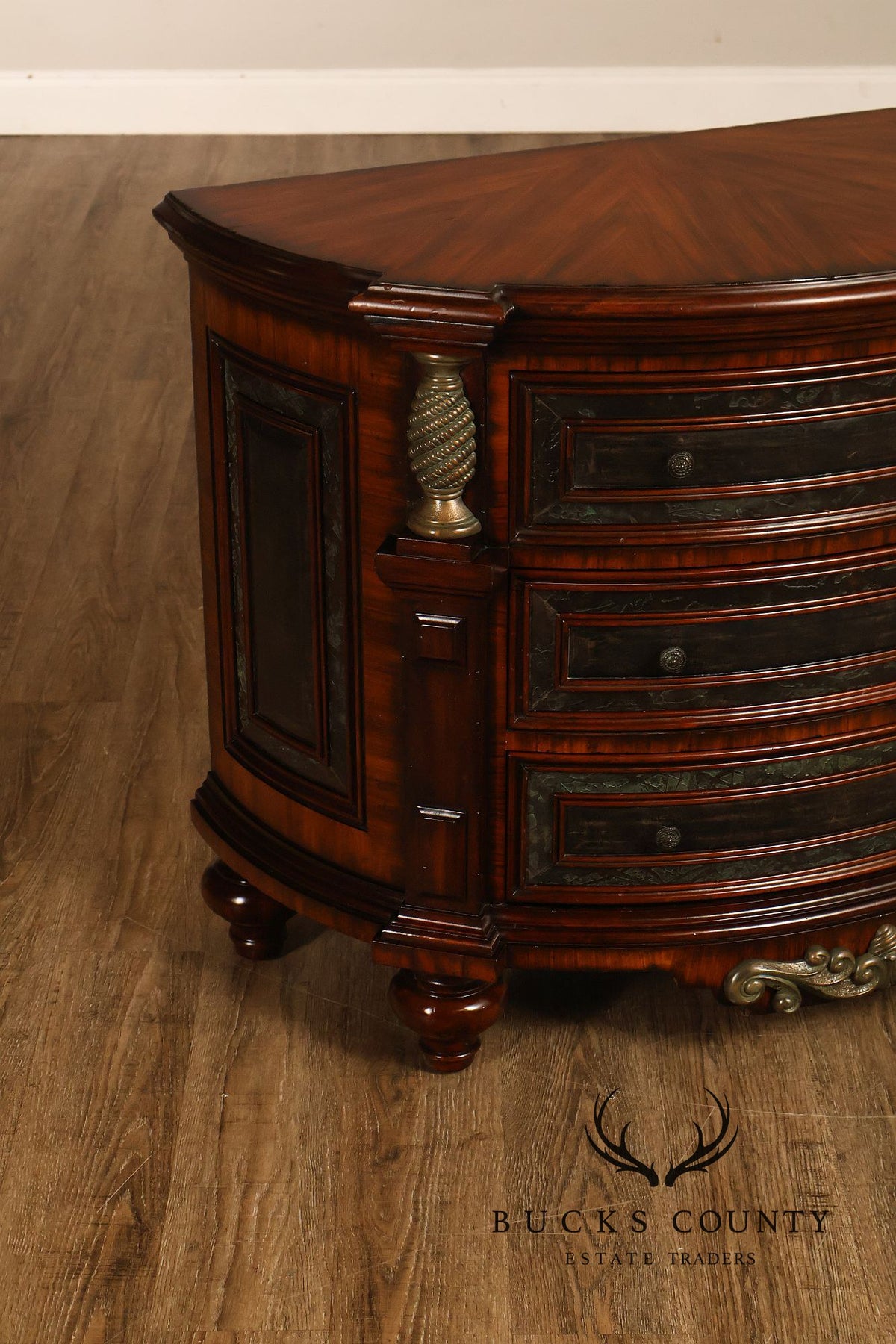 Maitland-Smith Pair Of Mahogany Three Drawer Chest Nightstands