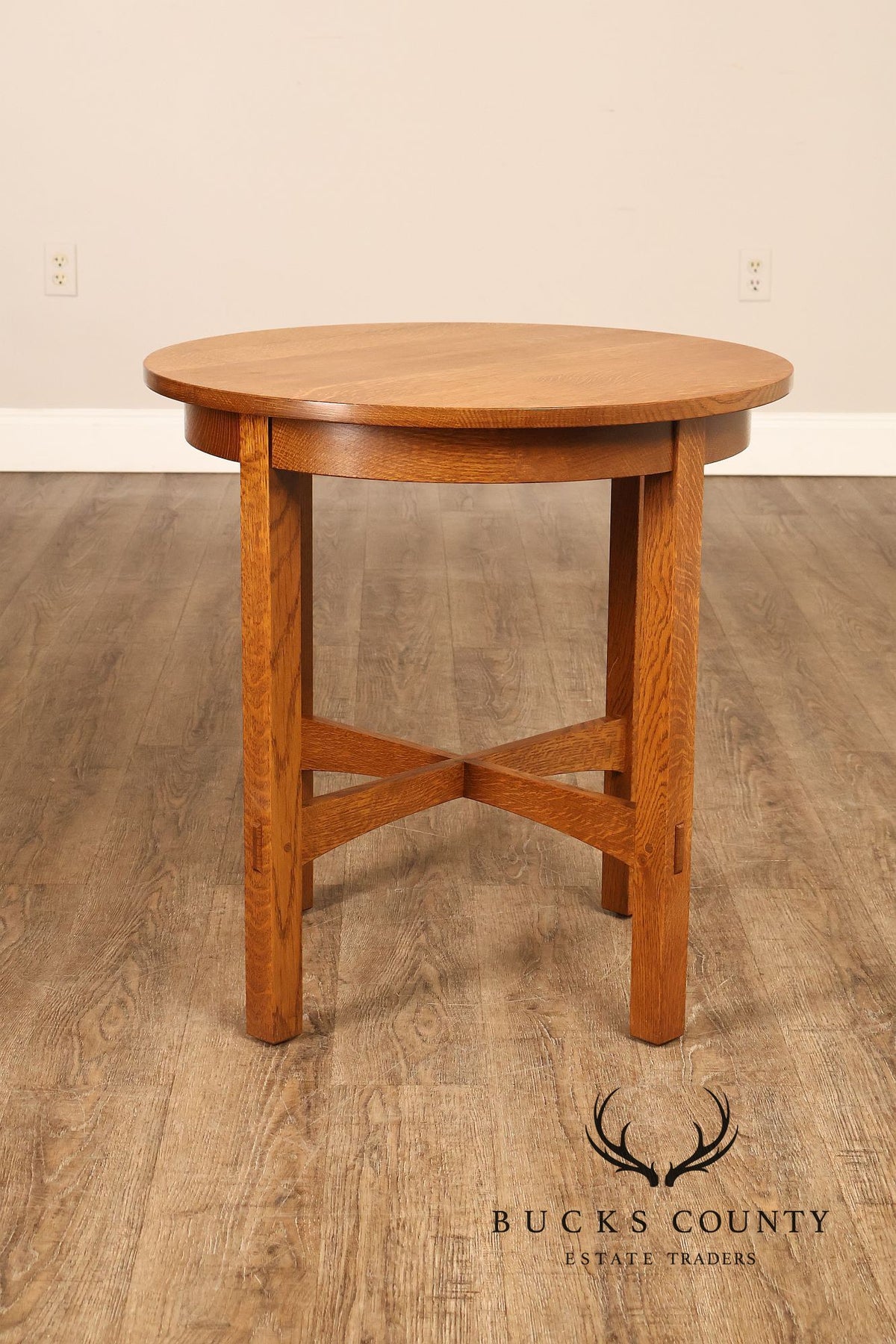 Stickley Mission Collection Round Oak Side Table