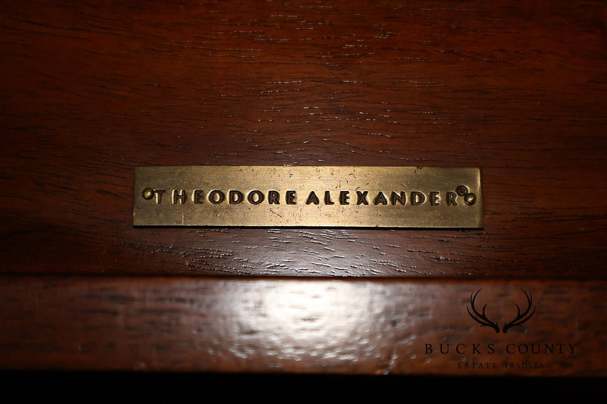 Theodore Alexander Mahogany Burl Wood Game Table