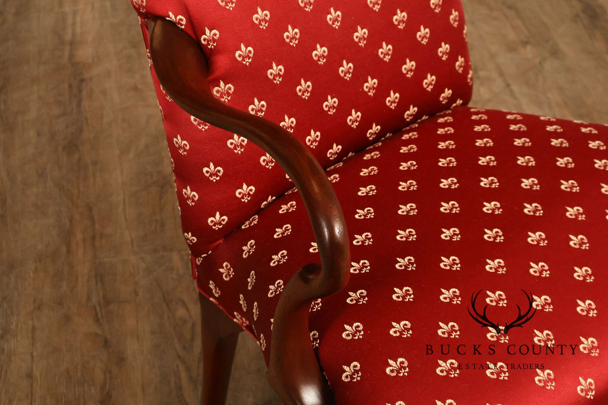 Queen Anne Style Mahogany Library Armchair