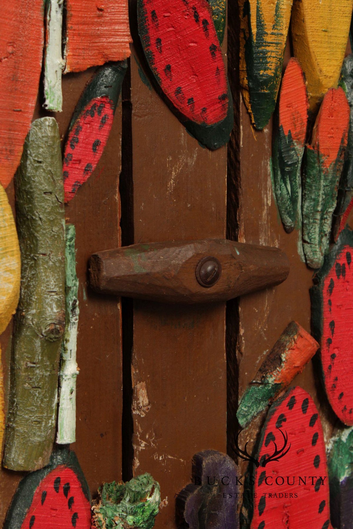 Folk Art Painted Stick Cabinet