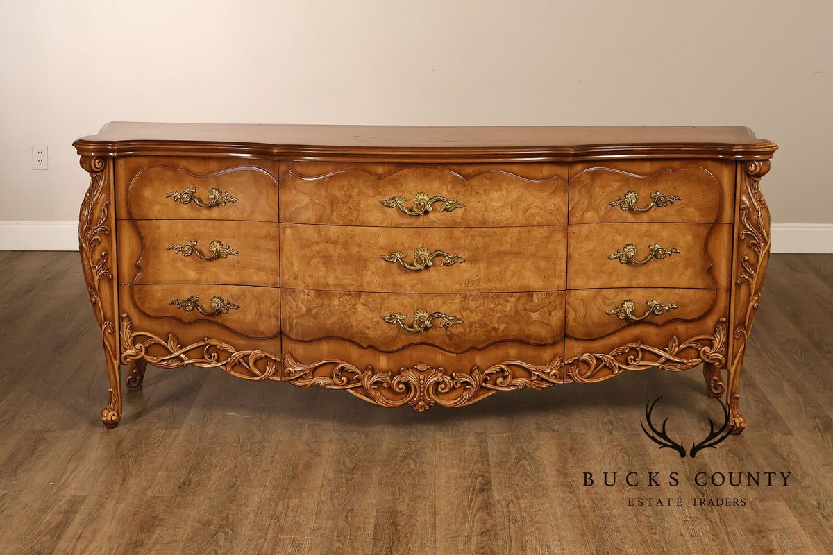 Italian Rococo Style Walnut Triple Chest