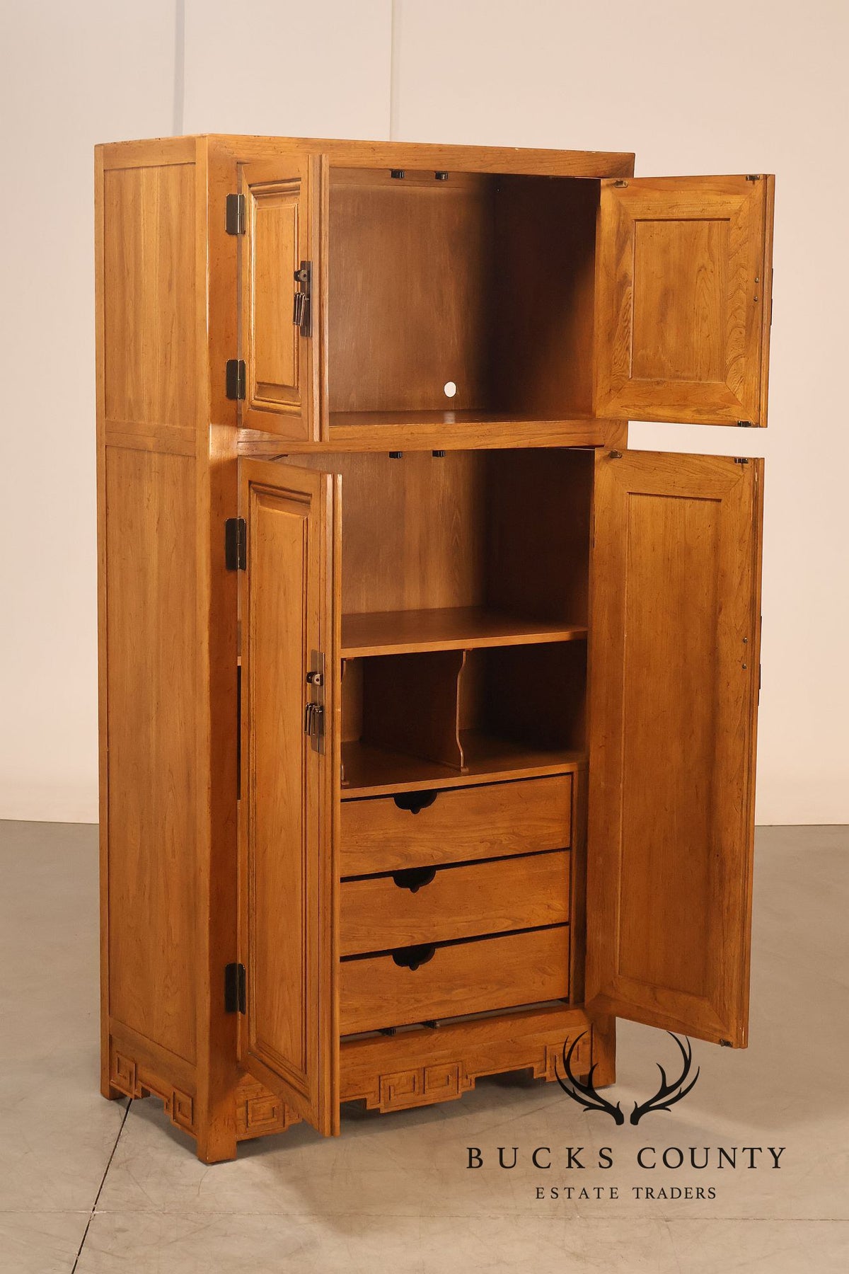 Baker Furniture Asian Modern Four-Door Entertainment Armoire