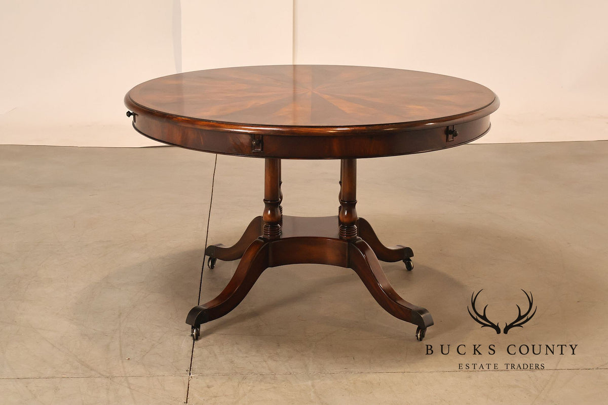 Theodore Alexander Regency Style Flame Mahogany Round Expanding Dining Table