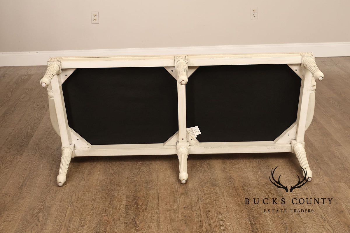 Alden Parkes Country French Louis XVI Style Caned Back Painted Settee