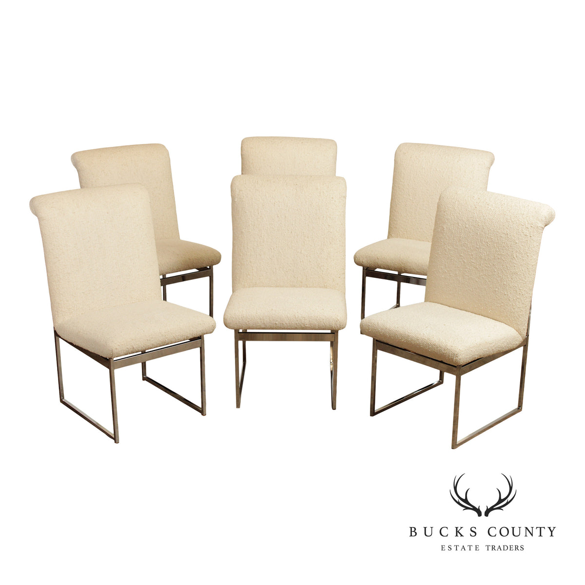 Mid Century Modern Set of Six Chrome Dining Chairs