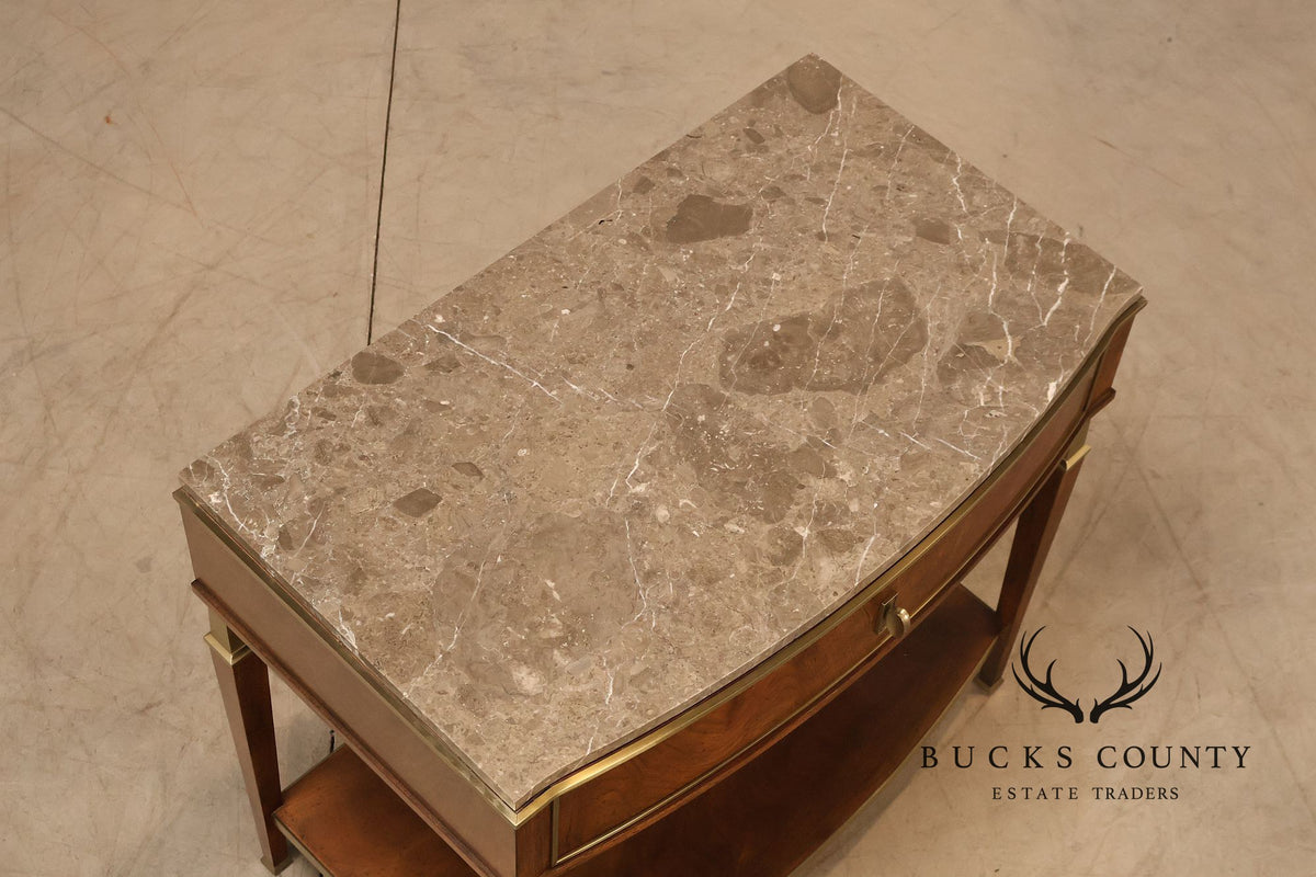 Johnathan Charles 'Barcelona' Marble Top Walnut Nightstand
