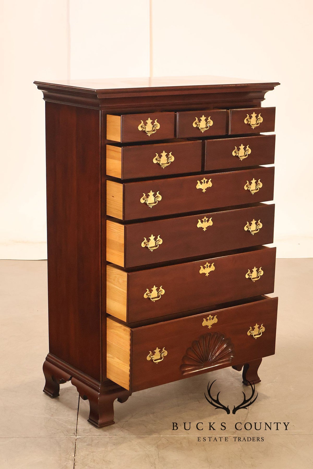Statton Private Collection Cherry Chippendale Tall Chest Of Drawers
