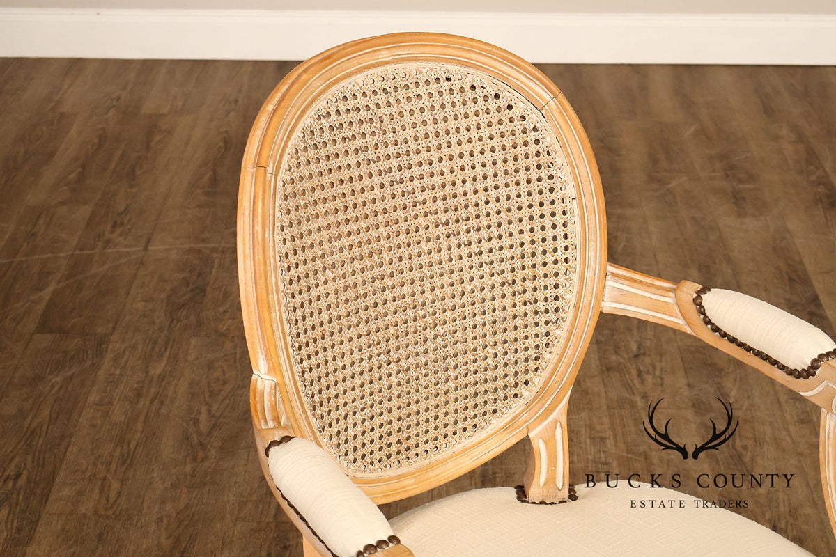 French Louis XVI Style Cane Back Armchair