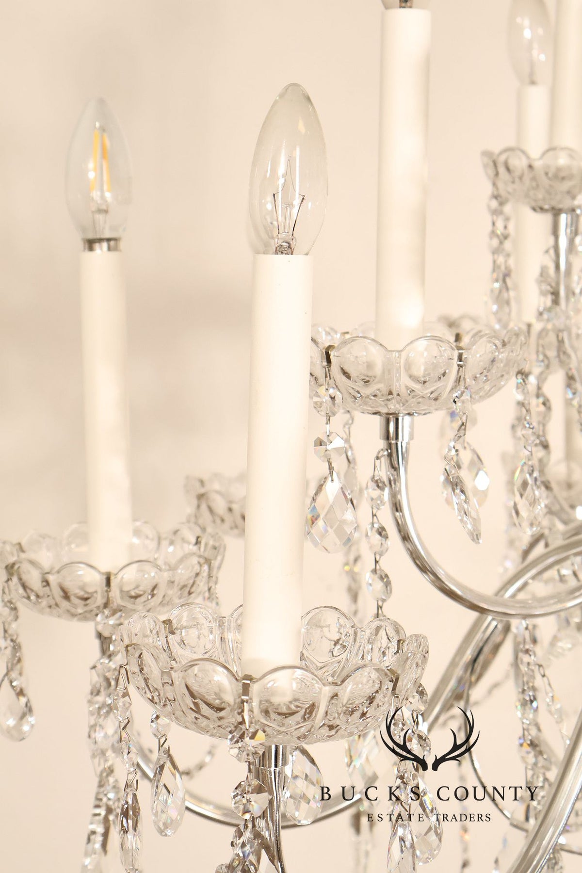 Schonbek Twenty-Light Crystal Two-Tier Polished Silver Chandelier
