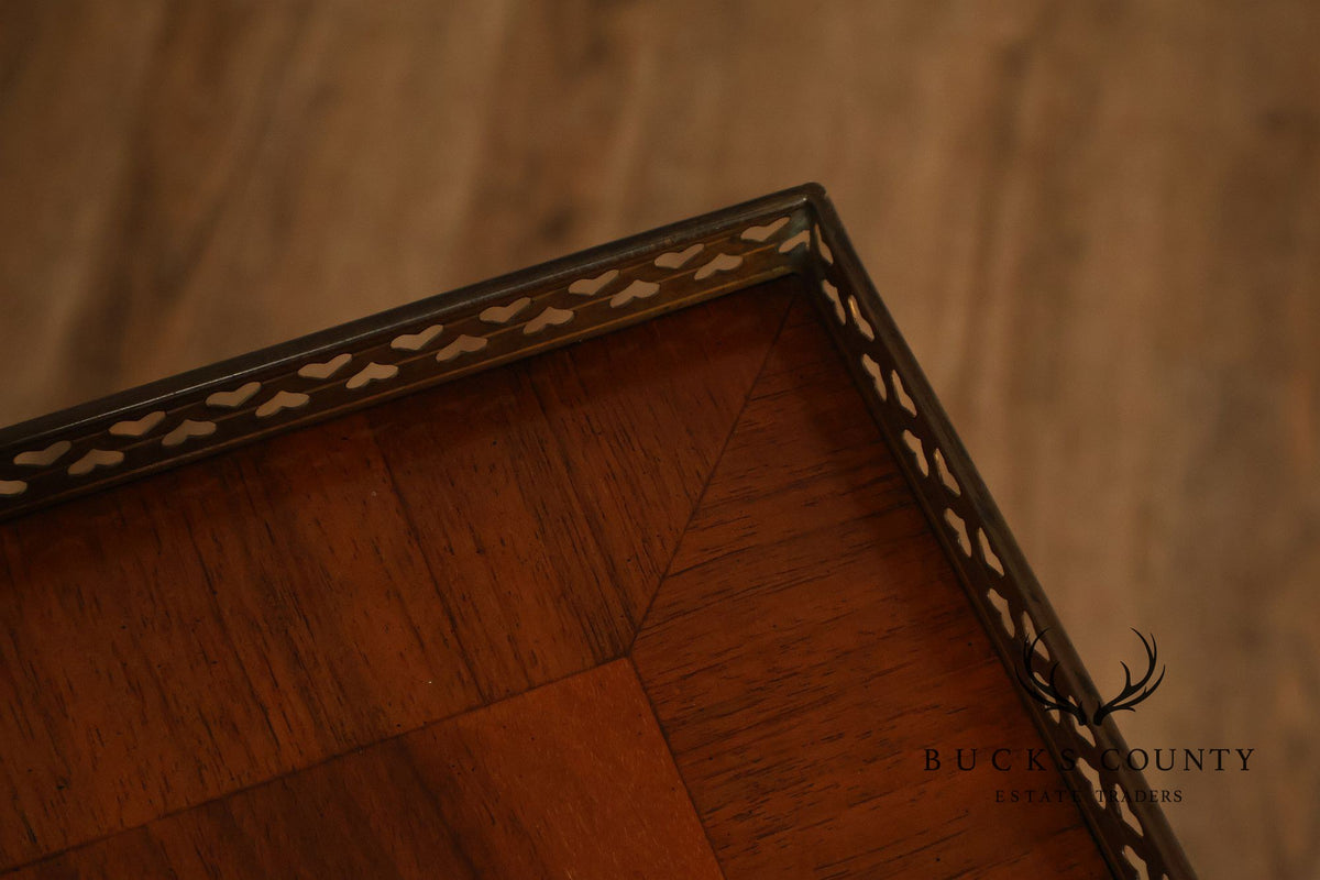Title: Baker Furniture Louis XVI Style Mahogany Brass Gallery Side Table