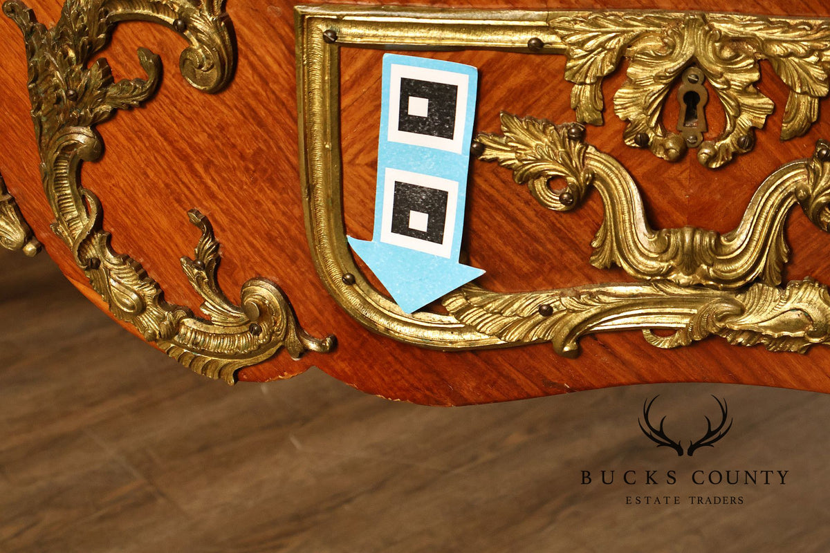French Napoleon III Style Leather Top Executive Desk