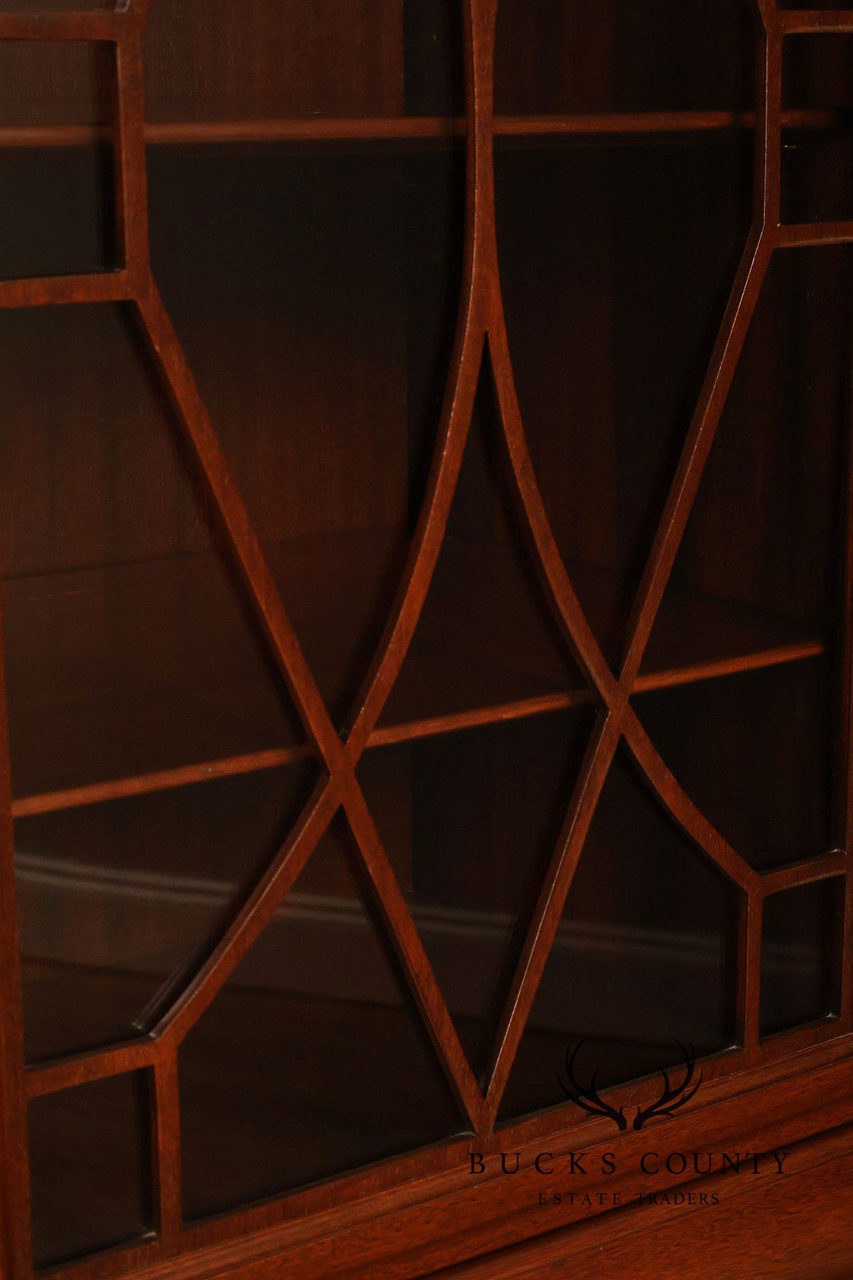 Vintage Federal Style Mahogany Two-Drawer China Cabinet