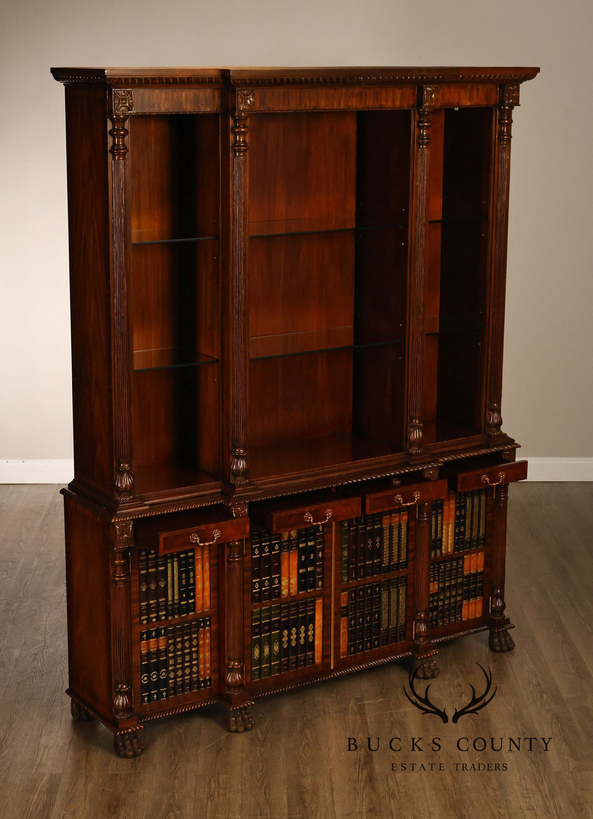 Maitland Smith Regency Style Mahogany Display Bookcase