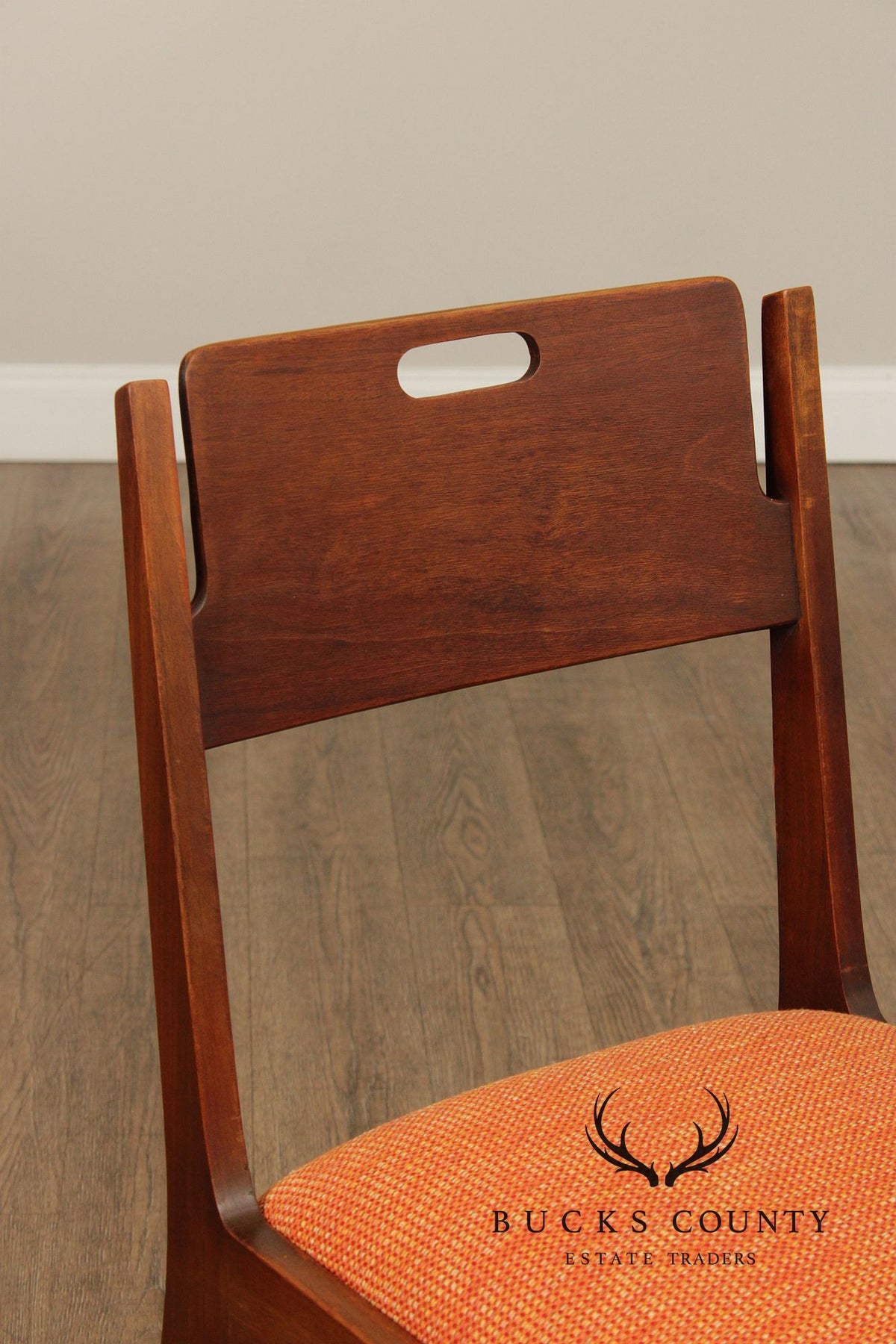 Mid Century Modern Walnut Set Of Four Dining Chairs