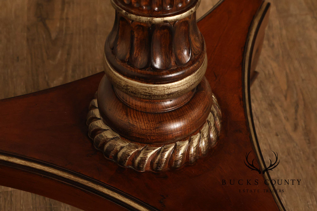 Drexel Heritage Round Burl Wood Veneer Pedestal Accent Table
