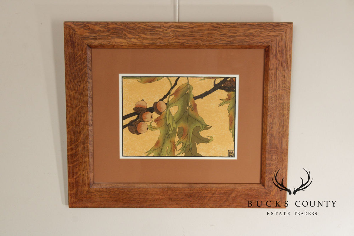 Anita Munman Arts & Crafts Style Framed Drawing, 'Pin Oak'