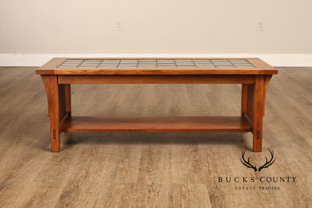 Stickley Mission Collection Oak Tile Top Coffee Table