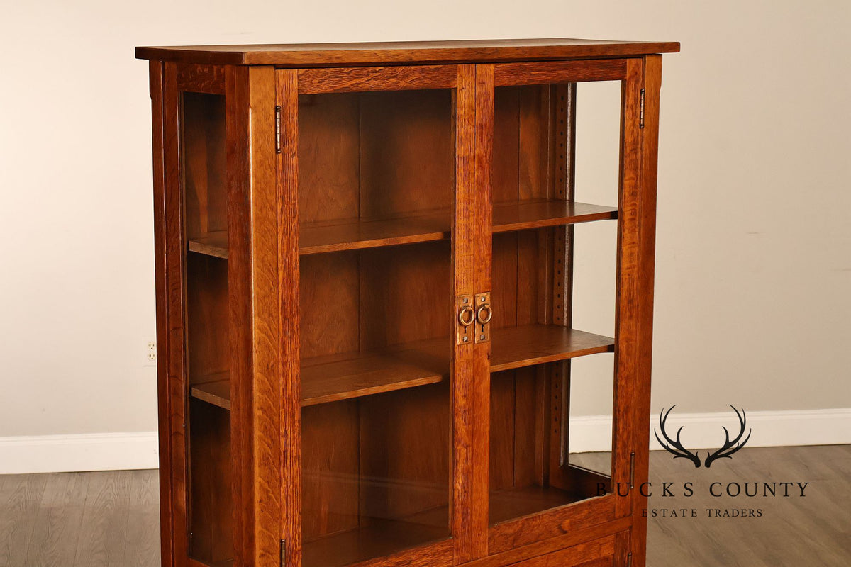 Rare Antique Gustav Stickley Oak China Cabinet Bookcase