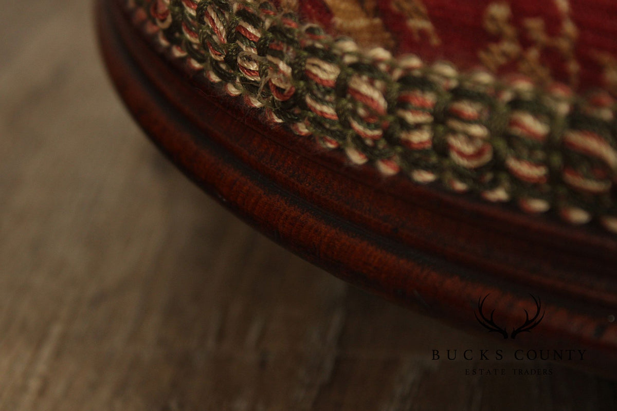 Antique Victorian Low Round Foot Stool