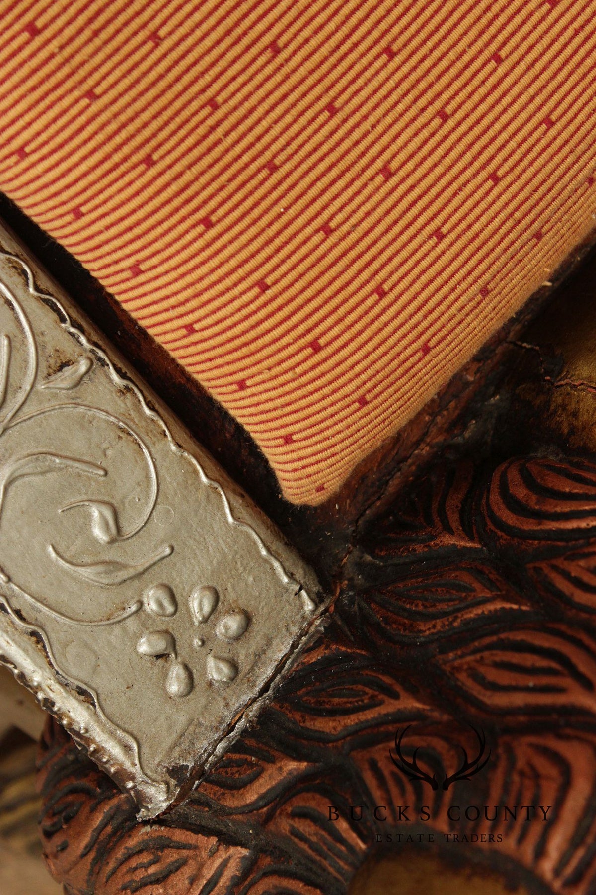 Hand Carved Painted And Gilt Lion And Peacock Motif Settee