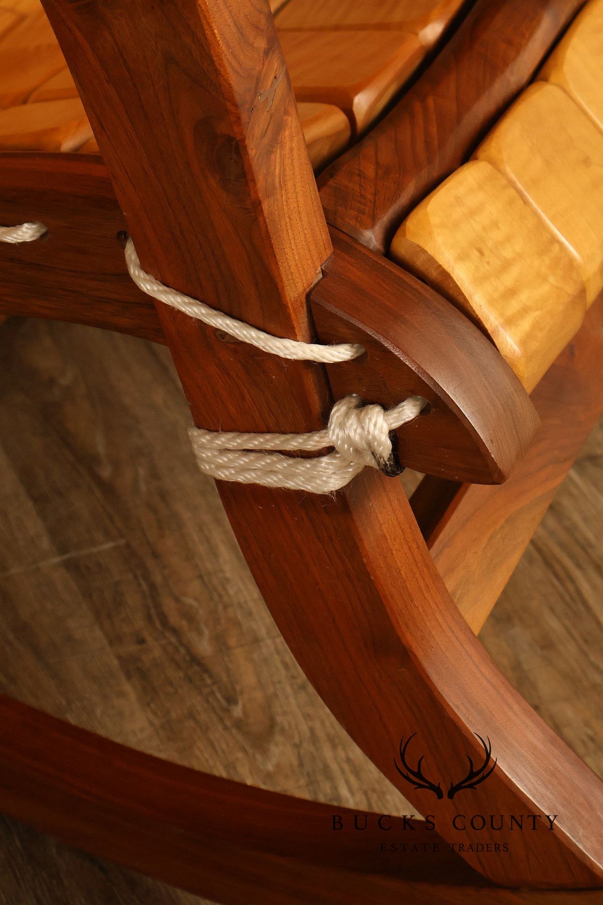 Gerry Grant Studio Crafted Walnut and Maple Rocker and Ottoman