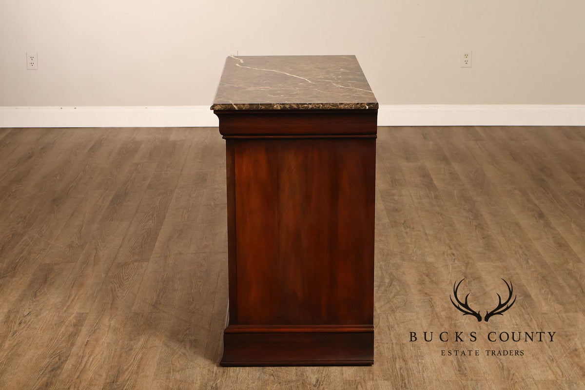 Henkel Harris Empire Style Marble Top Mahogany Chest Of Drawers