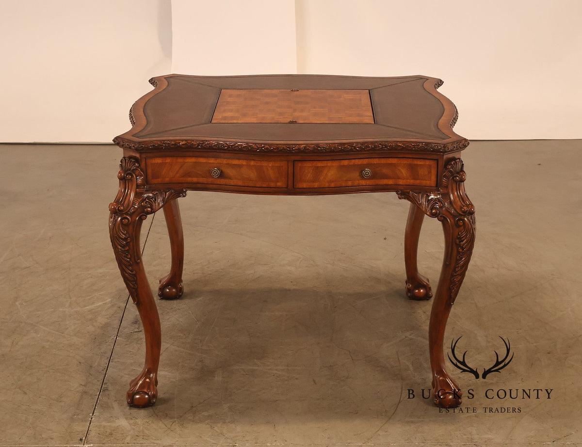 Lloyd Buxton Leather Top Four Drawer Gaming Table With Backgammon And Chess Board