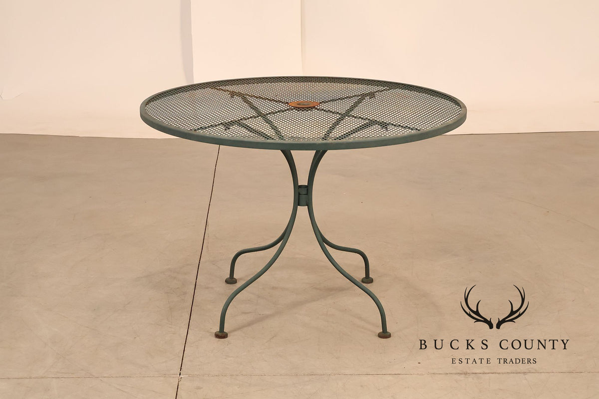 Vintage Wrought Iron Round Patio Table And Four Chairs Set