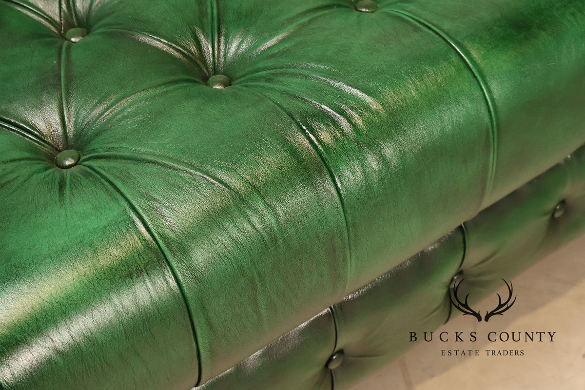 Chesterfield Style Green Leather Sofa