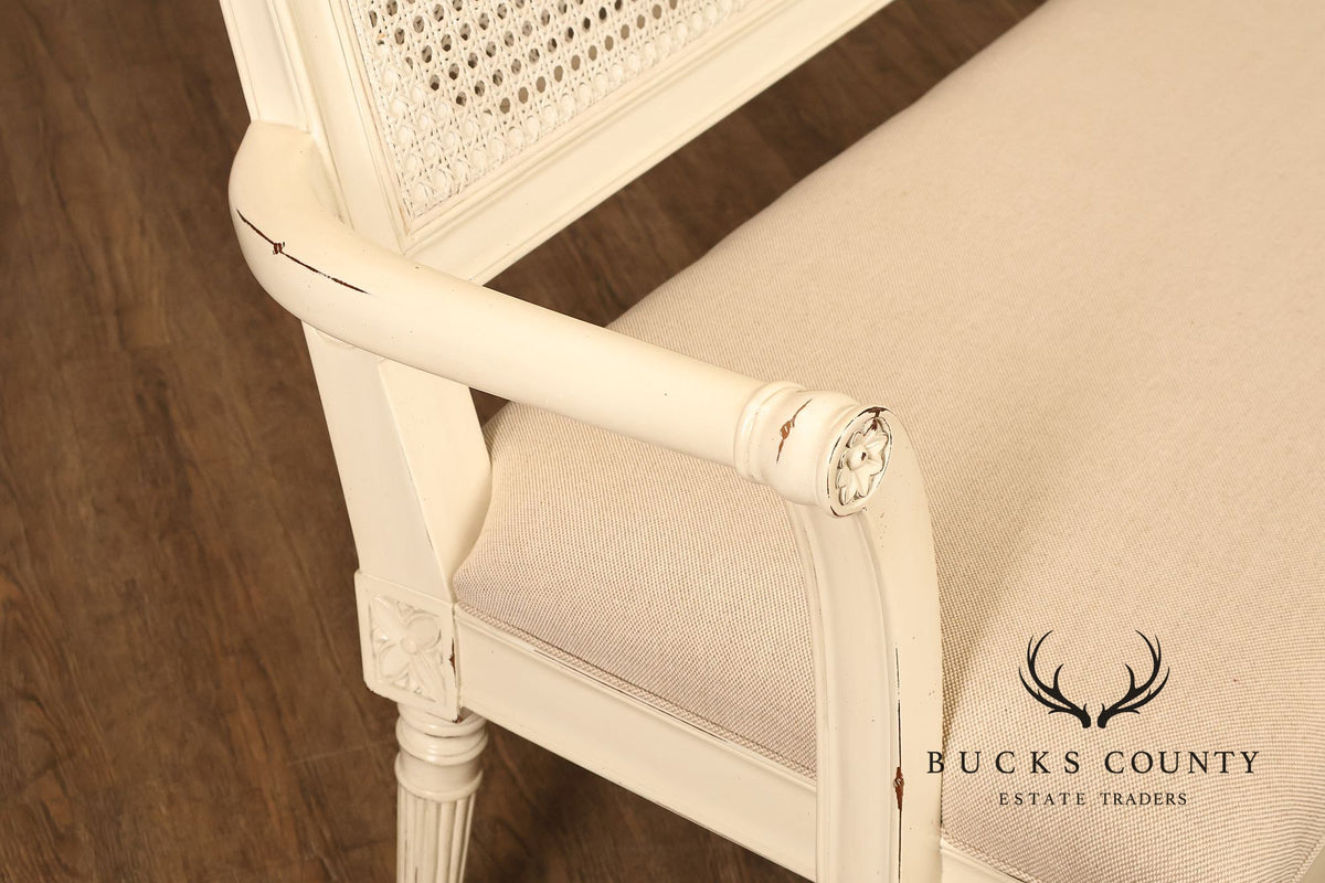 Alden Parkes Country French Louis XVI Style Caned Back Painted Settee