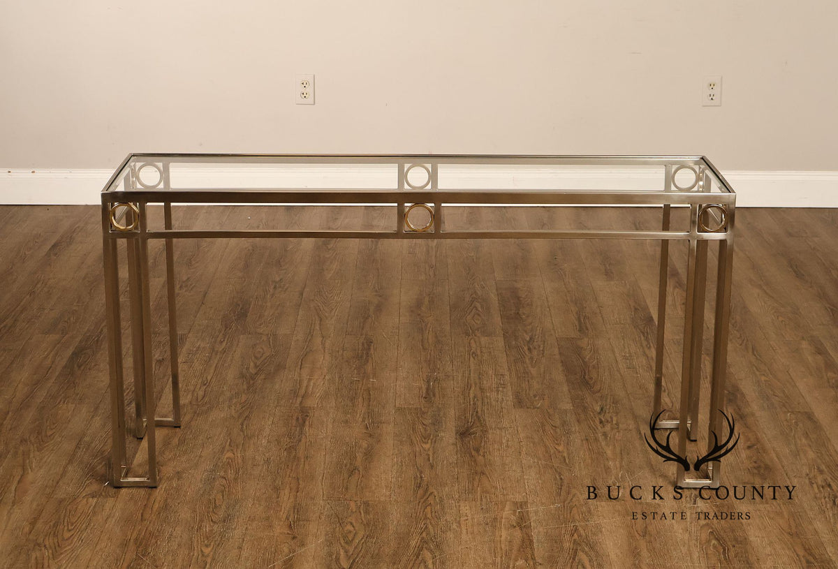 Modern Art Deco Style Glass Top Console Table