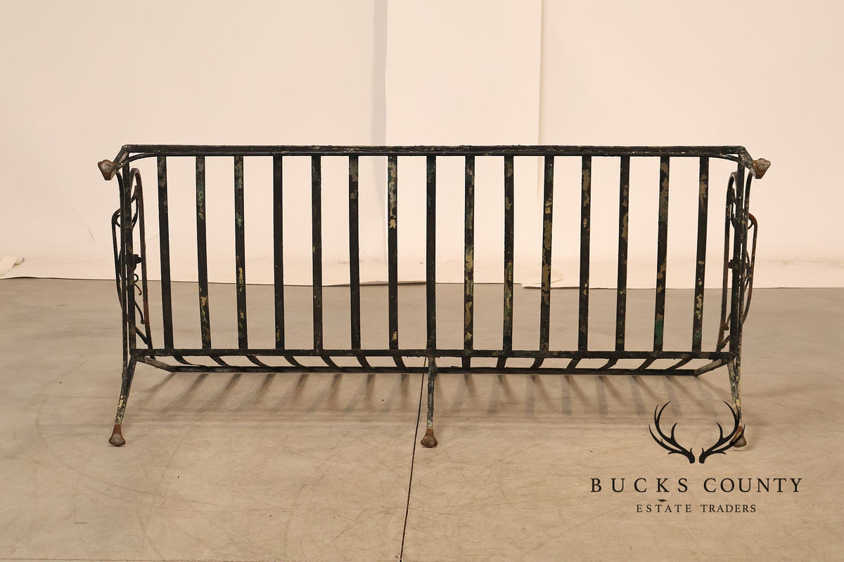 Vintage Wrought Iron Ivy Pattern Garden Bench