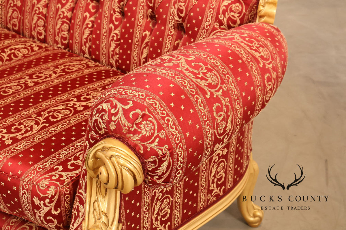 Baroque Style Giltwood Tufted Sofa