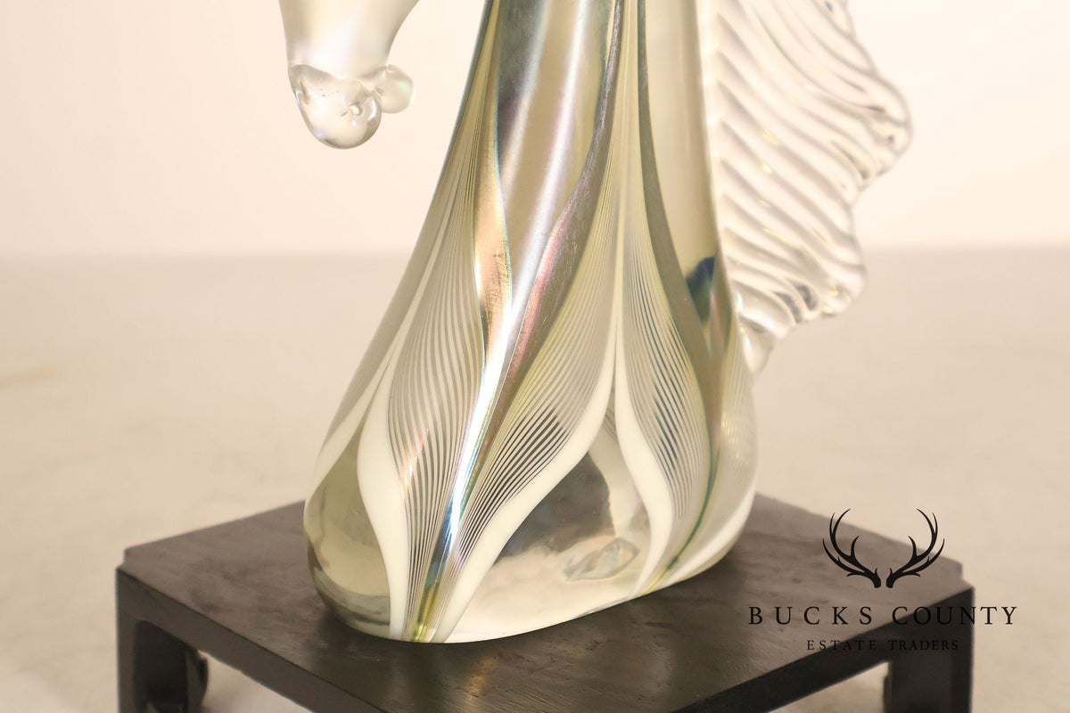Stuart Abelman Art Glass Unicorn on Stand