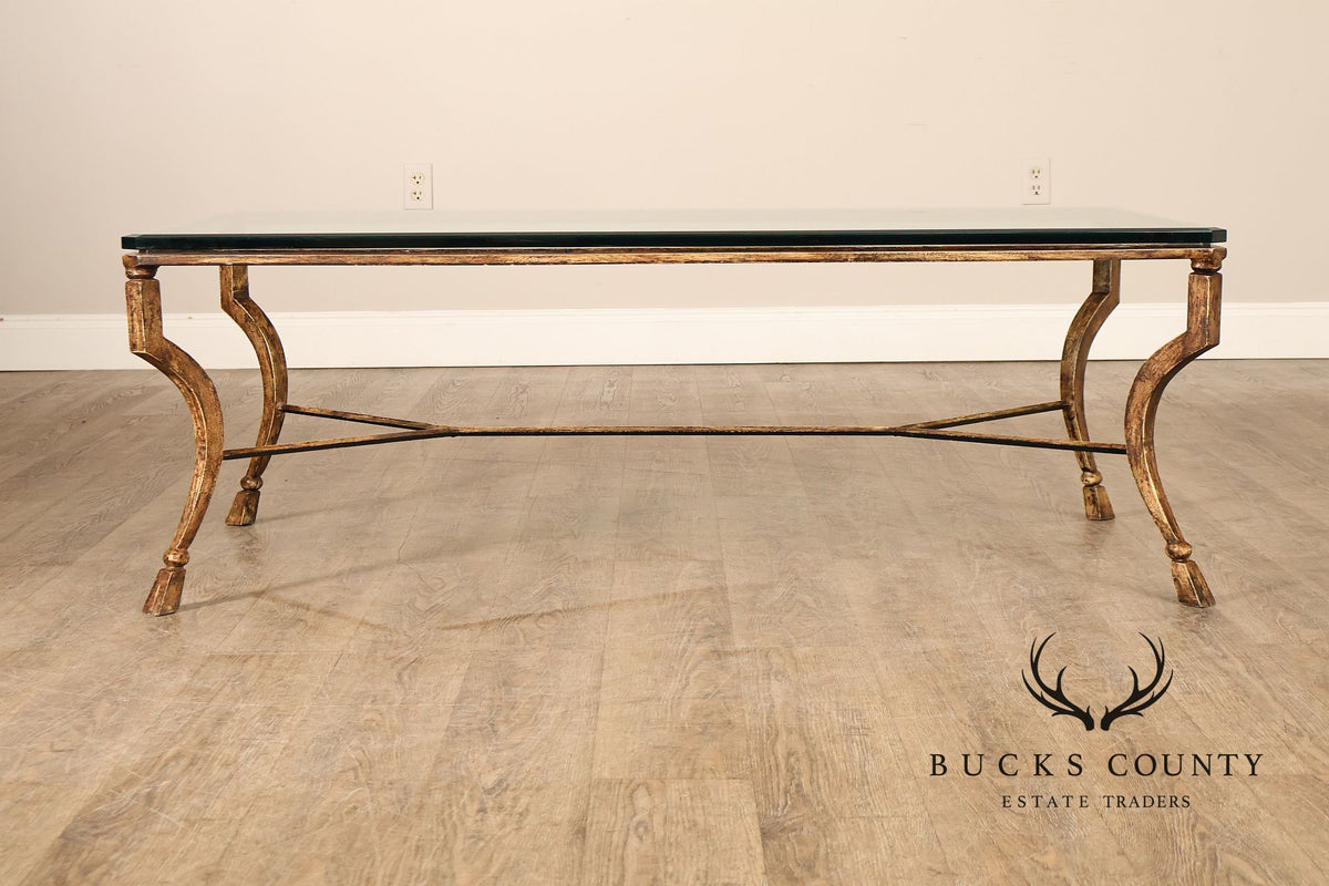Minton Spindell 'Durant' Glass Top Iron Coffee Table