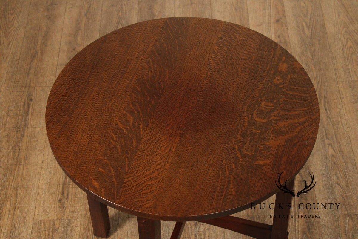 Stickley Mission Collection Oak Round Lamp Table
