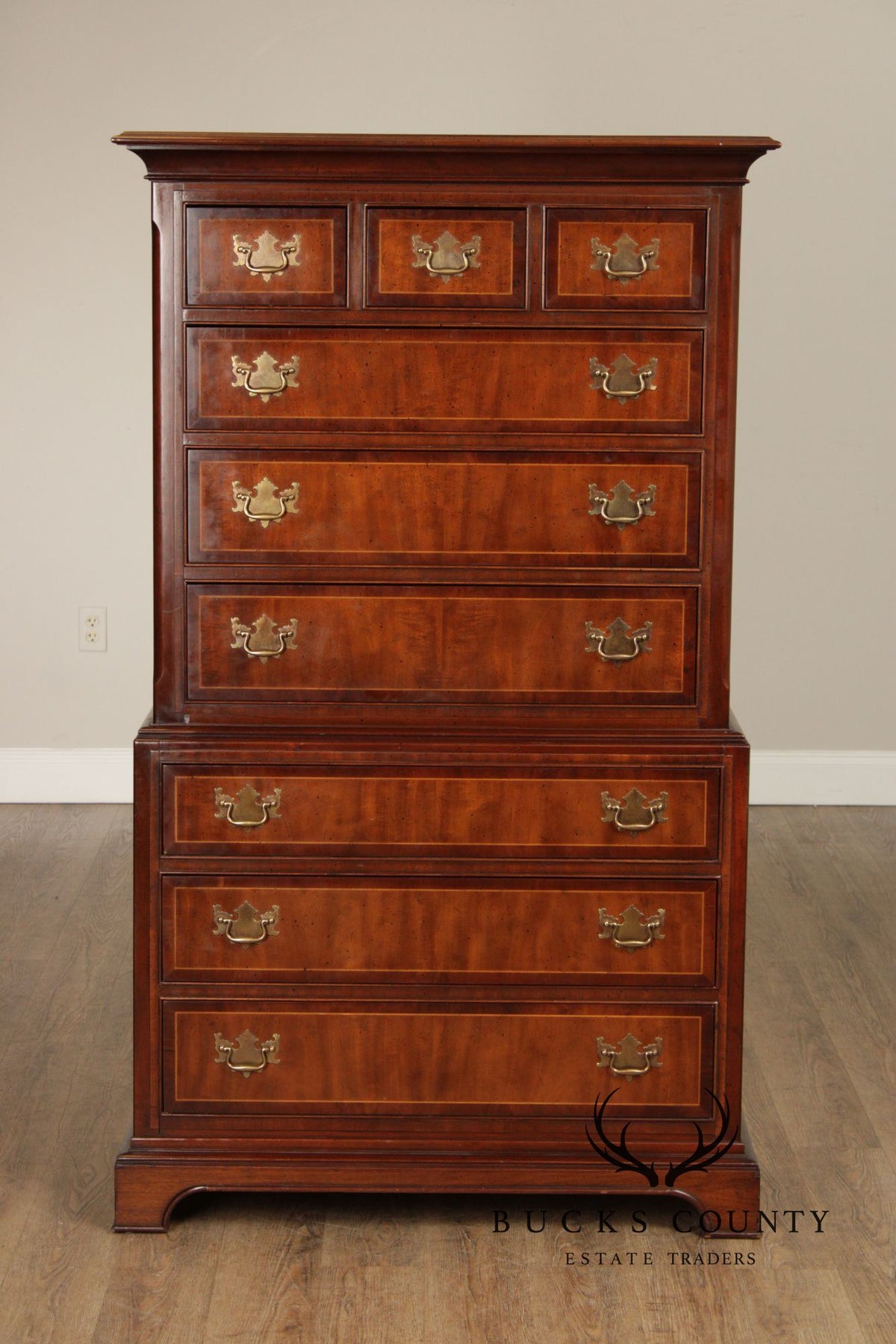 Drexel Wallace Nutting Collection Chippendale Style Mahogany Tall Chest