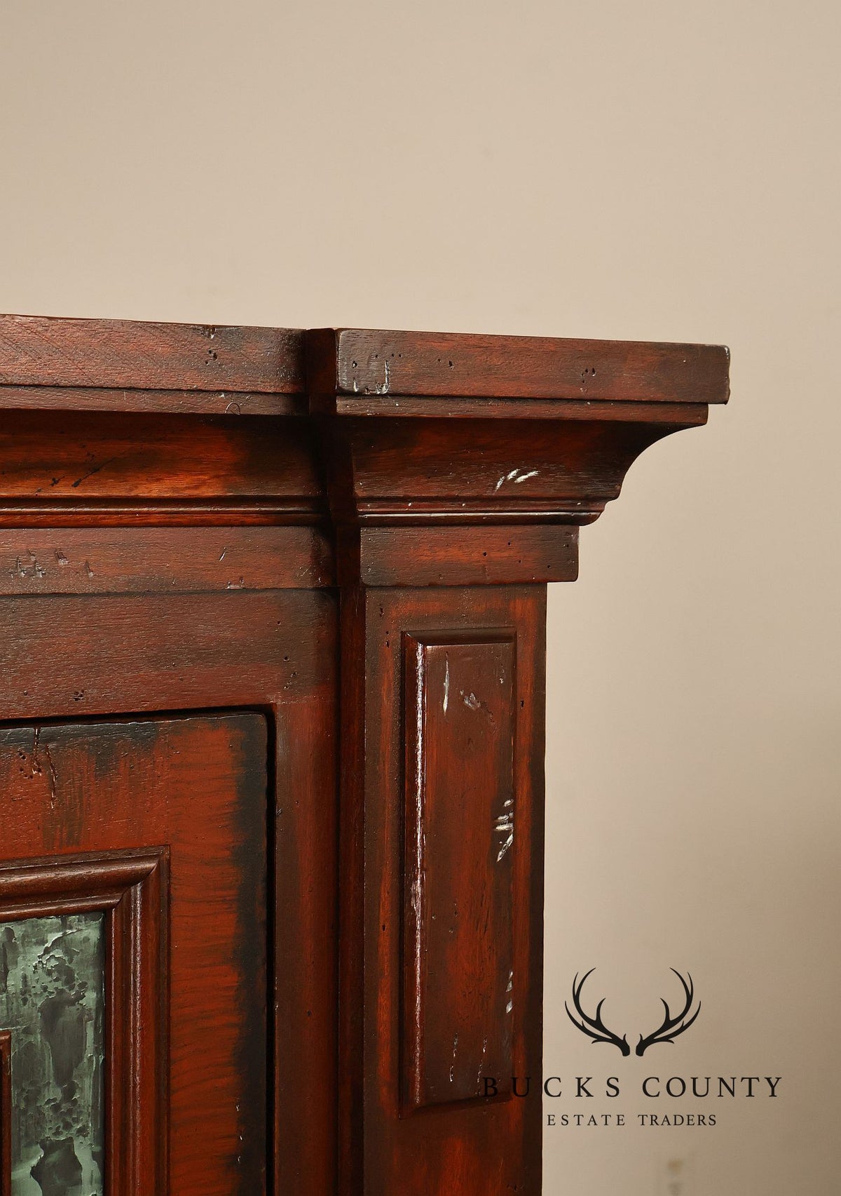 Custom Made Pair Of Custom Mahogany Cabinets With Faux Stone Inlay